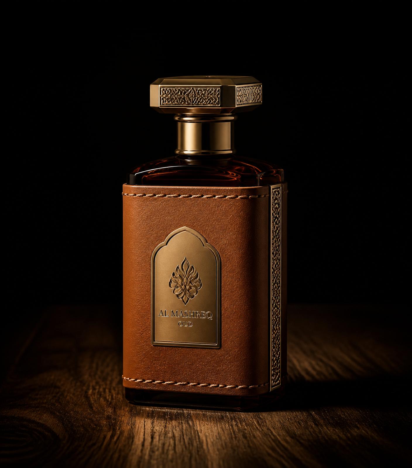Talism bottle in camel leather sleeve